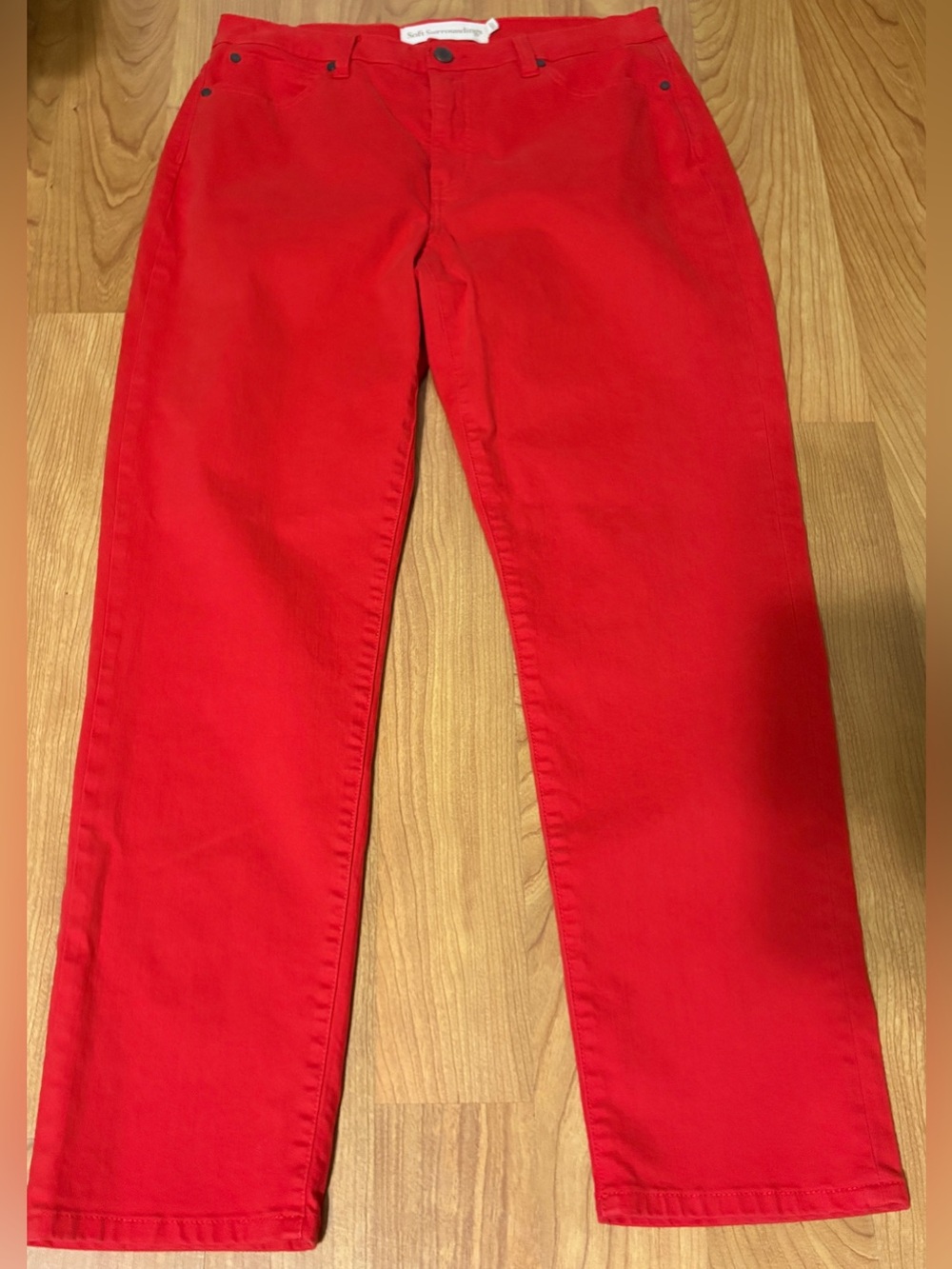 Soft Surroundings Red Skinny Jeans Size 12 Stretch High Rise